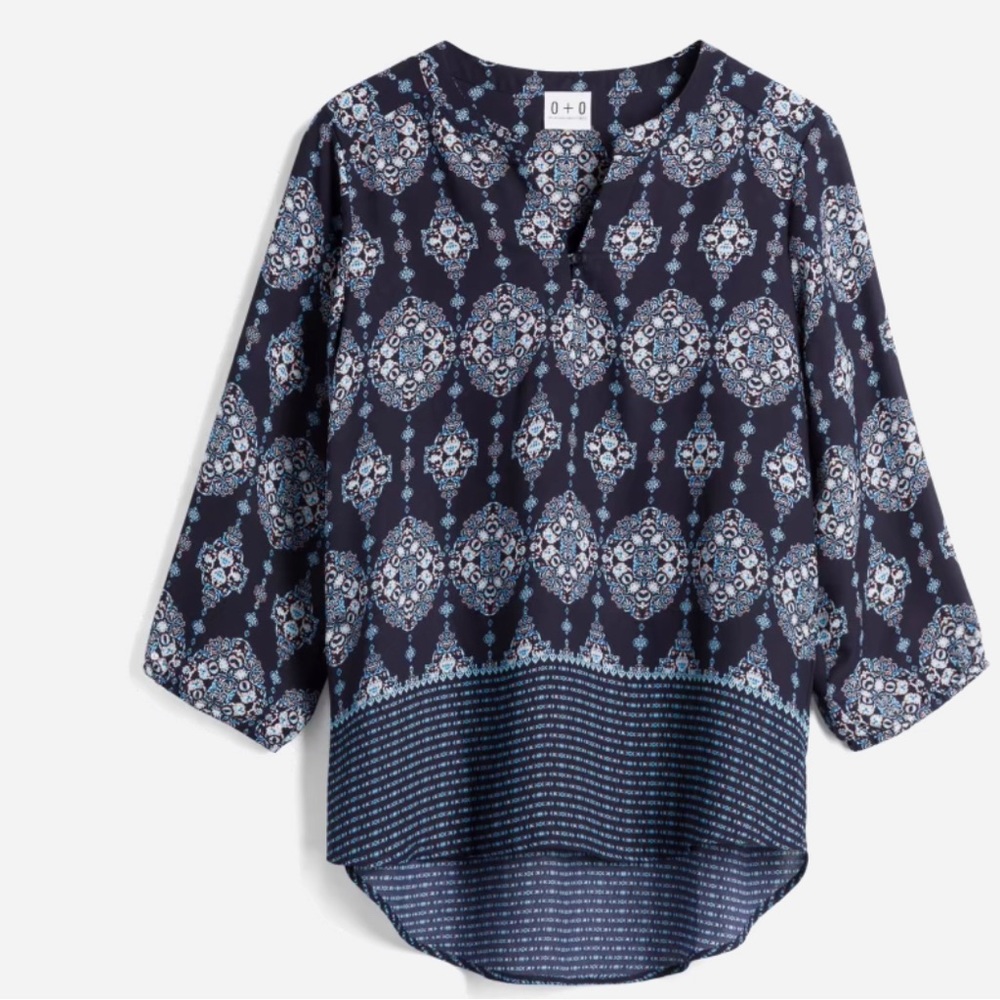 Olive and Oak Split Neck Blouse - Stitch Fix - Navy